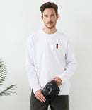 【汗染みの目立ちにくいTシャツ ZEROSTAIN/ゼロステイン】アニマル胸ワンポイント刺繍 ビッグシルエット ロンT 防汚 ＵＶカット