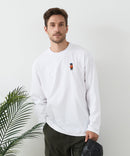 【汗染みの目立ちにくいTシャツ ZEROSTAIN/ゼロステイン】アニマル胸ワンポイント刺繍 ビッグシルエット ロンT 防汚 ＵＶカット