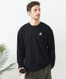 【汗染みの目立ちにくいTシャツ ZEROSTAIN/ゼロステイン】アニマル胸ワンポイント刺繍 ビッグシルエット ロンT 防汚 ＵＶカット