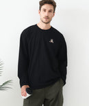 【汗染みの目立ちにくいTシャツ ZEROSTAIN/ゼロステイン】アニマル胸ワンポイント刺繍 ビッグシルエット ロンT 防汚 ＵＶカット