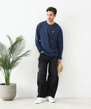 【汗染みの目立ちにくいTシャツ ZEROSTAIN/ゼロステイン】アニマル胸ワンポイント刺繍 ビッグシルエット ロンT 防汚 ＵＶカット