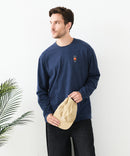 【汗染みの目立ちにくいTシャツ ZEROSTAIN/ゼロステイン】アニマル胸ワンポイント刺繍 ビッグシルエット ロンT 防汚 ＵＶカット