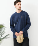 【汗染みの目立ちにくいTシャツ ZEROSTAIN/ゼロステイン】アニマル胸ワンポイント刺繍 ビッグシルエット ロンT 防汚 ＵＶカット