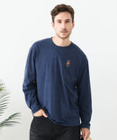 【汗染みの目立ちにくいTシャツ ZEROSTAIN/ゼロステイン】アニマル胸ワンポイント刺繍 ビッグシルエット ロンT 防汚 ＵＶカット