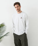 【汗染みの目立ちにくいTシャツ ZEROSTAIN/ゼロステイン】アニマル胸ワンポイント刺繍 ビッグシルエット ロンT 防汚 ＵＶカット