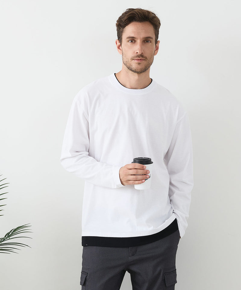 【汗染みの目立ちにくいTシャツ ZEROSTAIN/ゼロステイン】フェイクレイヤードＢＩＧロンＴ 防汚 ＵＶカット