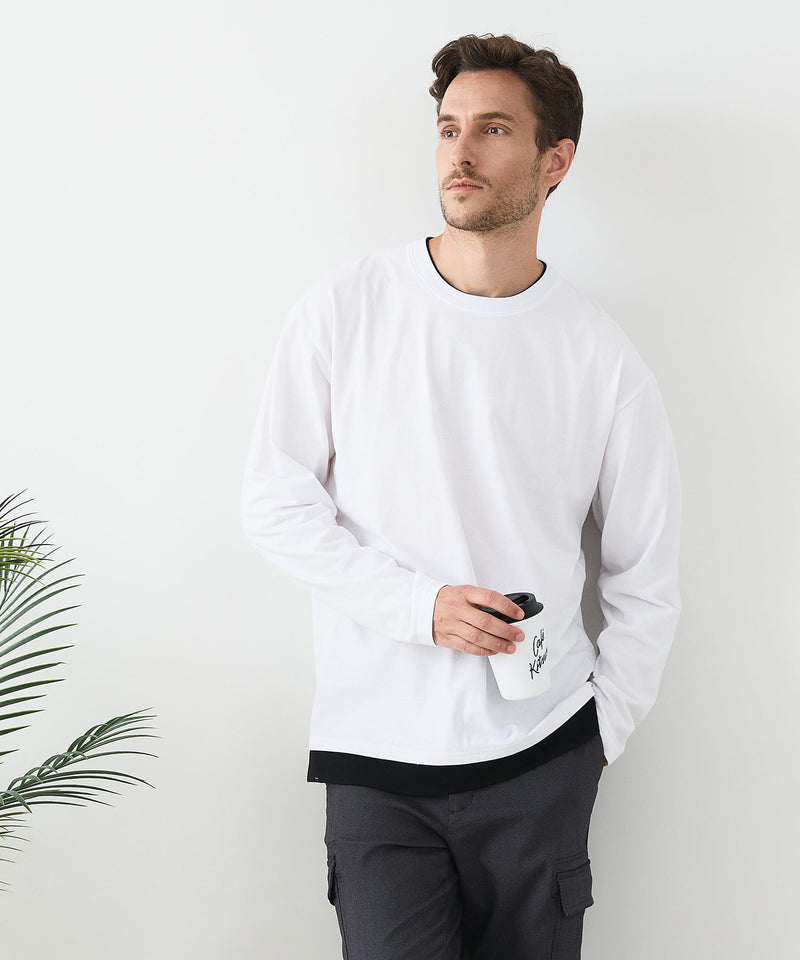 【汗染みの目立ちにくいTシャツ ZEROSTAIN/ゼロステイン】フェイクレイヤードＢＩＧロンＴ 防汚 ＵＶカット