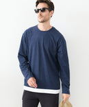 【汗染みの目立ちにくいTシャツ ZEROSTAIN/ゼロステイン】フェイクレイヤードＢＩＧロンＴ 防汚 ＵＶカット