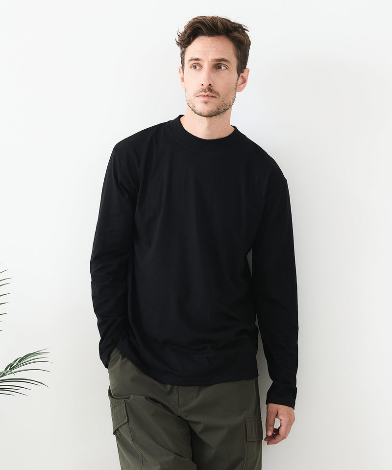 【汗染みの目立ちにくいTシャツ ZEROSTAIN /ゼロステイン】モックネック ロンT 防汚 ＵＶカット
