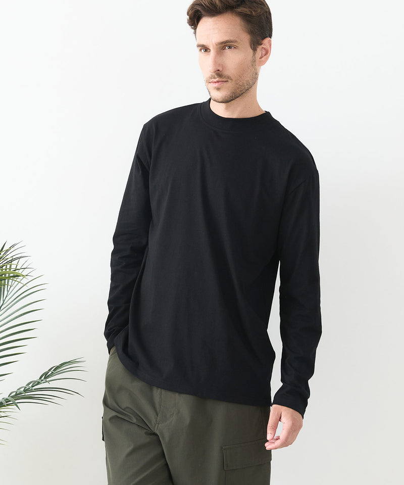【汗染みの目立ちにくいTシャツ ZEROSTAIN /ゼロステイン】モックネック ロンT 防汚 ＵＶカット
