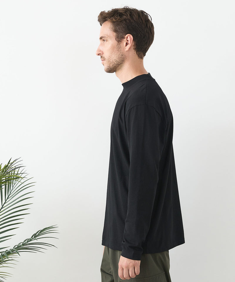【汗染みの目立ちにくいTシャツ ZEROSTAIN /ゼロステイン】モックネック ロンT 防汚 ＵＶカット