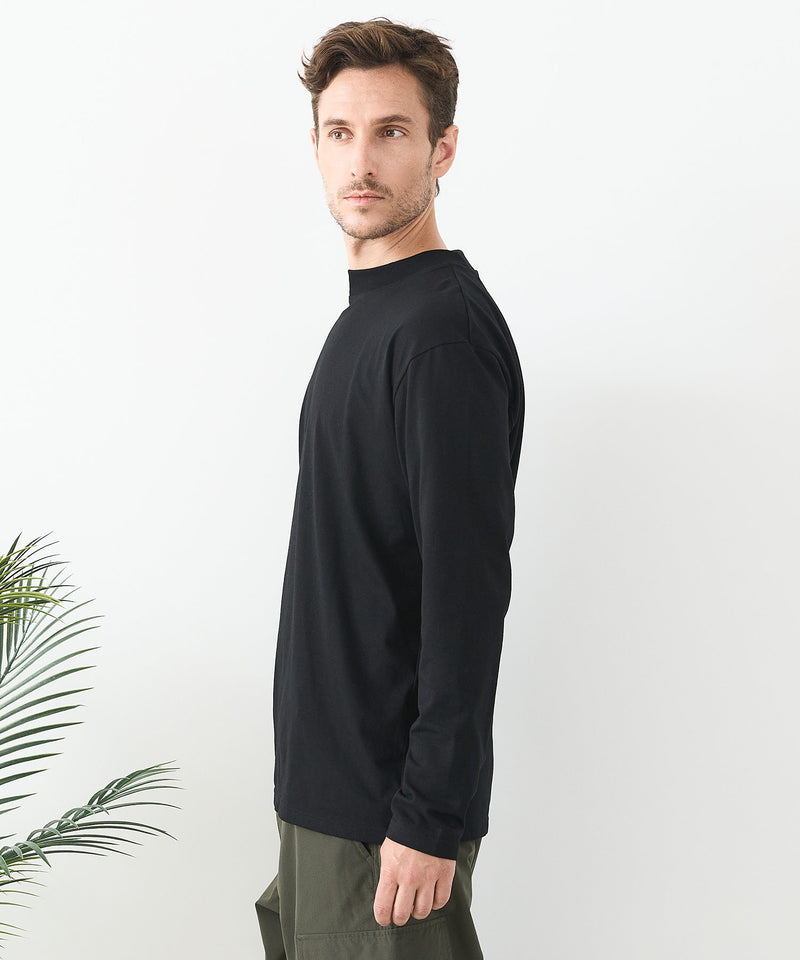 【汗染みの目立ちにくいTシャツ ZEROSTAIN /ゼロステイン】モックネック ロンT 防汚 ＵＶカット