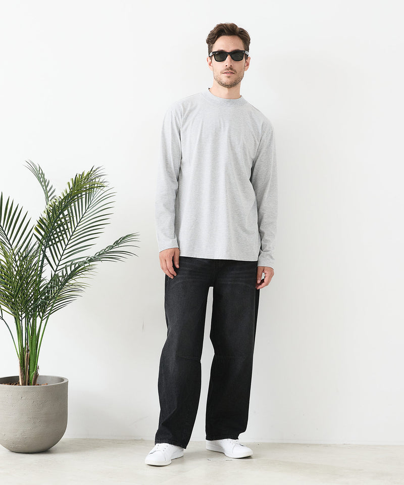 【汗染みの目立ちにくいTシャツ ZEROSTAIN /ゼロステイン】モックネック ロンT 防汚 ＵＶカット
