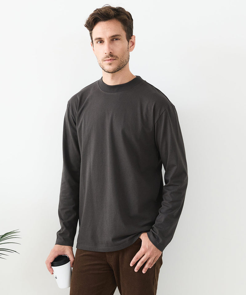 【汗染みの目立ちにくいTシャツ ZEROSTAIN /ゼロステイン】モックネック ロンT 防汚 ＵＶカット