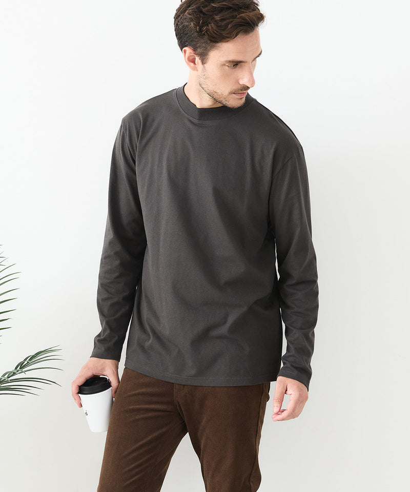 【汗染みの目立ちにくいTシャツ ZEROSTAIN /ゼロステイン】モックネック ロンT 防汚 ＵＶカット