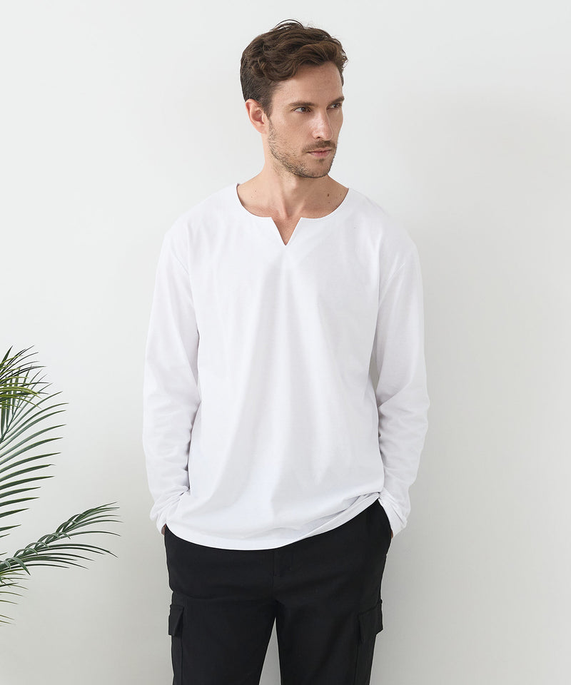 【汗染みの目立ちにくいTシャツ ZEROSTAIN/ゼロステイン】キーネック ロンT 防汚 ＵＶカット