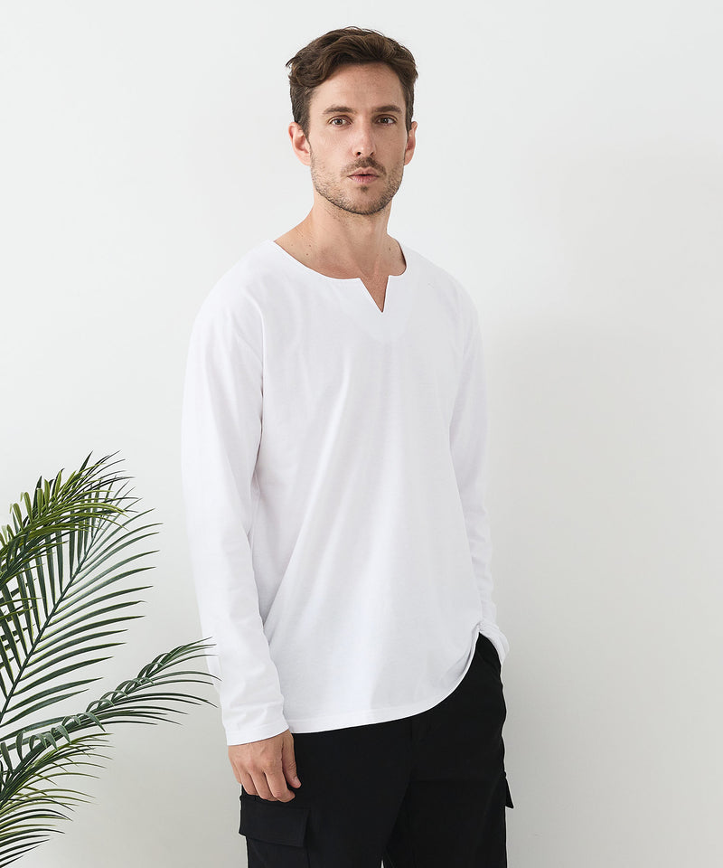 【汗染みの目立ちにくいTシャツ ZEROSTAIN/ゼロステイン】キーネック ロンT 防汚 ＵＶカット