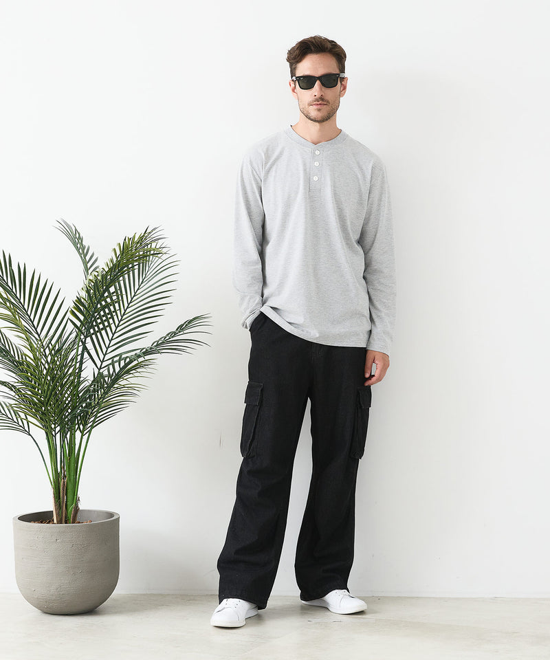 【汗染みの目立ちにくいTシャツ ZEROSTAIN/ゼロステイン】ヘンリーネック ロンT 防汚 ＵＶカット