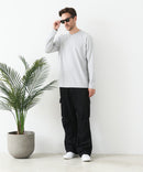 【汗染みの目立ちにくいTシャツ ZEROSTAIN/ゼロステイン】ヘンリーネック ロンT 防汚 ＵＶカット