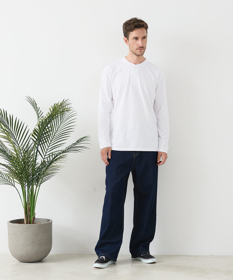 【汗染みの目立ちにくいTシャツ ZEROSTAIN/ゼロステイン】ヘンリーネック ロンT 防汚 ＵＶカット