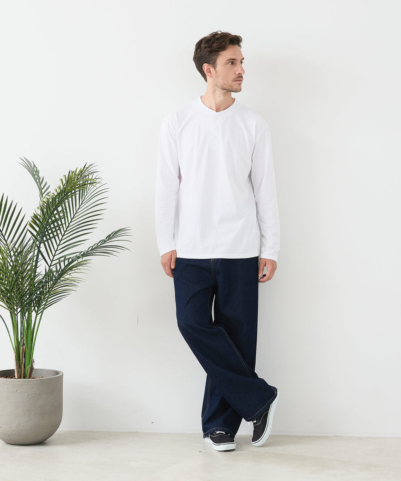 【汗染みの目立ちにくいTシャツ ZEROSTAIN/ゼロステイン】ヘンリーネック ロンT 防汚 ＵＶカット