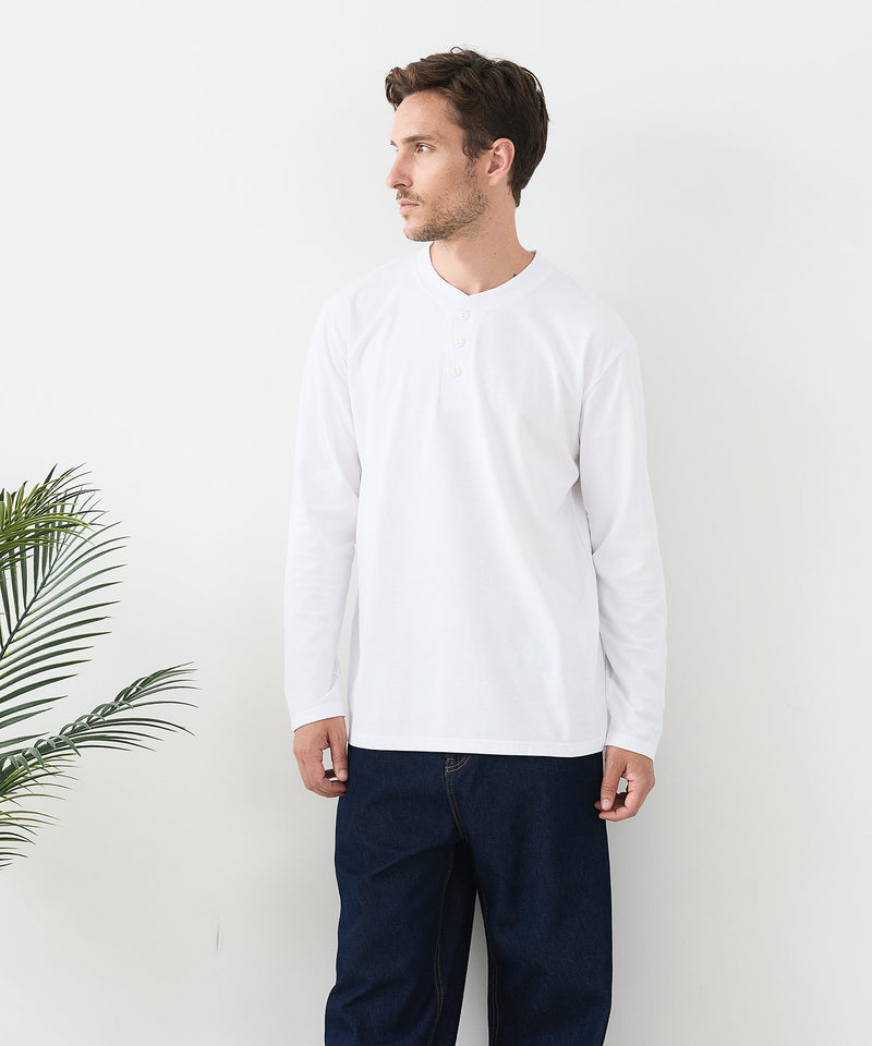 【汗染みの目立ちにくいTシャツ ZEROSTAIN/ゼロステイン】ヘンリーネック ロンT 防汚 ＵＶカット