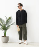 【汗染みの目立ちにくいTシャツ ZEROSTAIN/ゼロステイン】ヘンリーネック ロンT 防汚 ＵＶカット