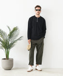 【汗染みの目立ちにくいTシャツ ZEROSTAIN/ゼロステイン】ヘンリーネック ロンT 防汚 ＵＶカット