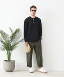 【汗染みの目立ちにくいTシャツ ZEROSTAIN/ゼロステイン】ヘンリーネック ロンT 防汚 ＵＶカット