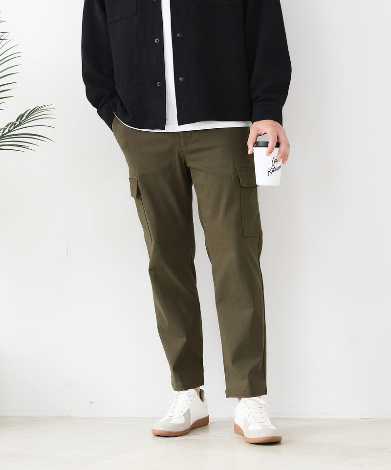 【BLUE STANDARD/ブルースタンダード】快適！スーパーストレッチ起毛カーゴパンツ 暖パン イージーケア 前開き ウエストゴム UVカット