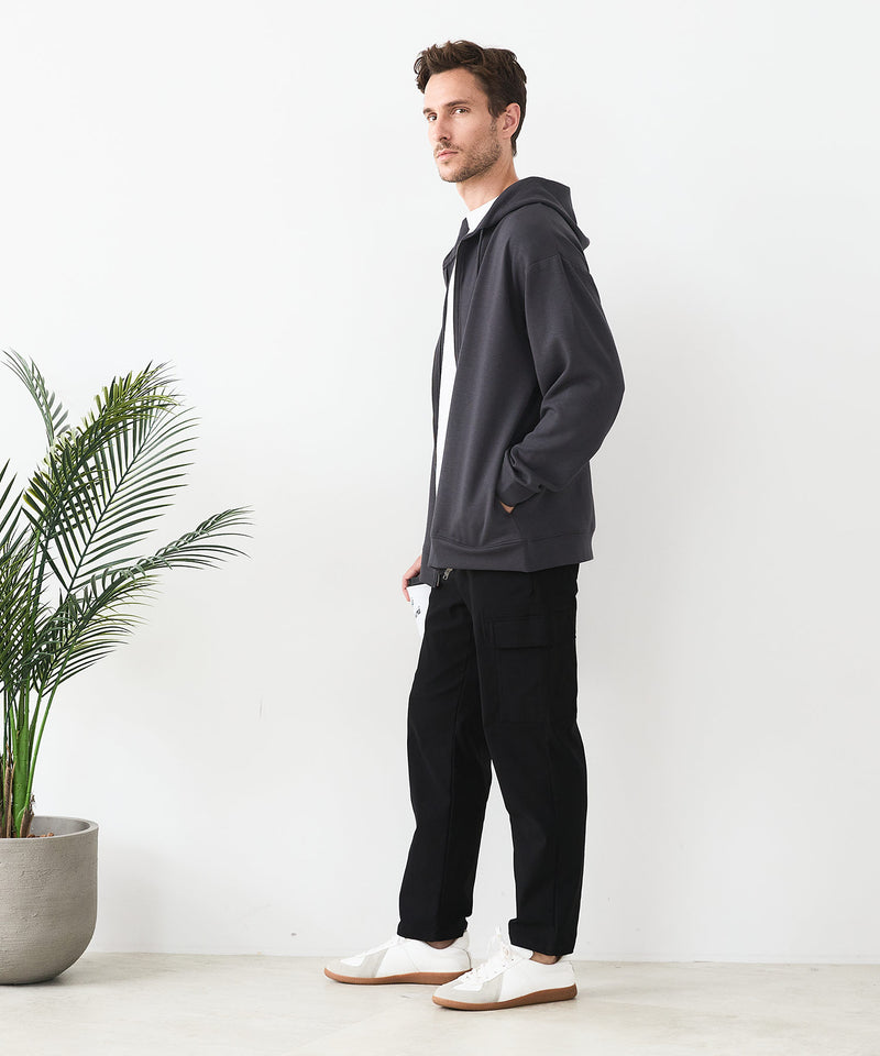 【BLUE STANDARD/ブルースタンダード】快適！スーパーストレッチ起毛カーゴパンツ 暖パン イージーケア 前開き ウエストゴム UVカット