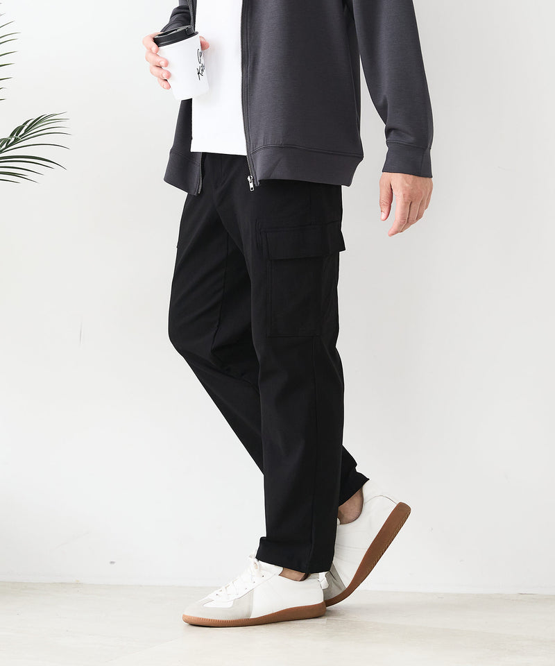 【BLUE STANDARD/ブルースタンダード】快適！スーパーストレッチ起毛カーゴパンツ 暖パン イージーケア 前開き ウエストゴム UVカット
