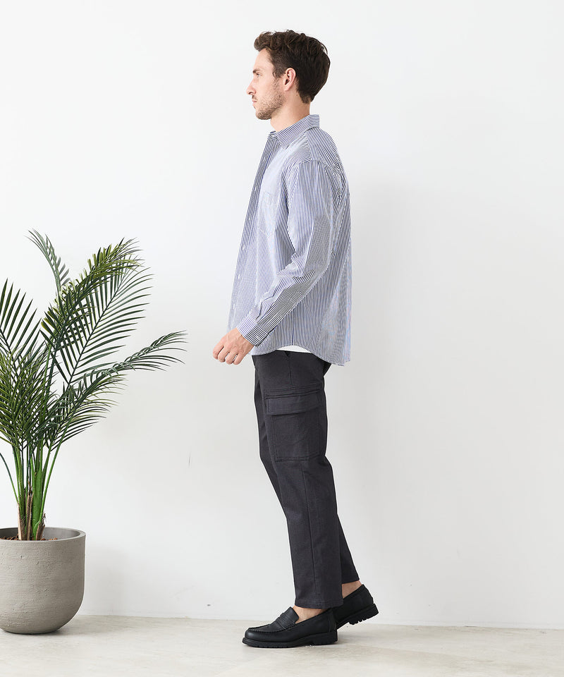 【BLUE STANDARD/ブルースタンダード】快適！スーパーストレッチ起毛カーゴパンツ 暖パン イージーケア 前開き ウエストゴム UVカット