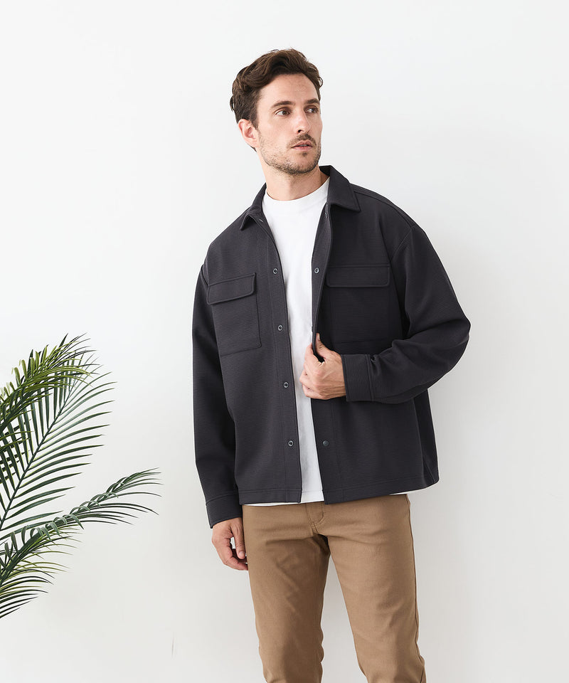 【BLUE STANDARD/ブルースタンダード】ドライリップルオーバーシャツ 吸水速乾 UVカット ストレッチ イージーケア さらさら快適