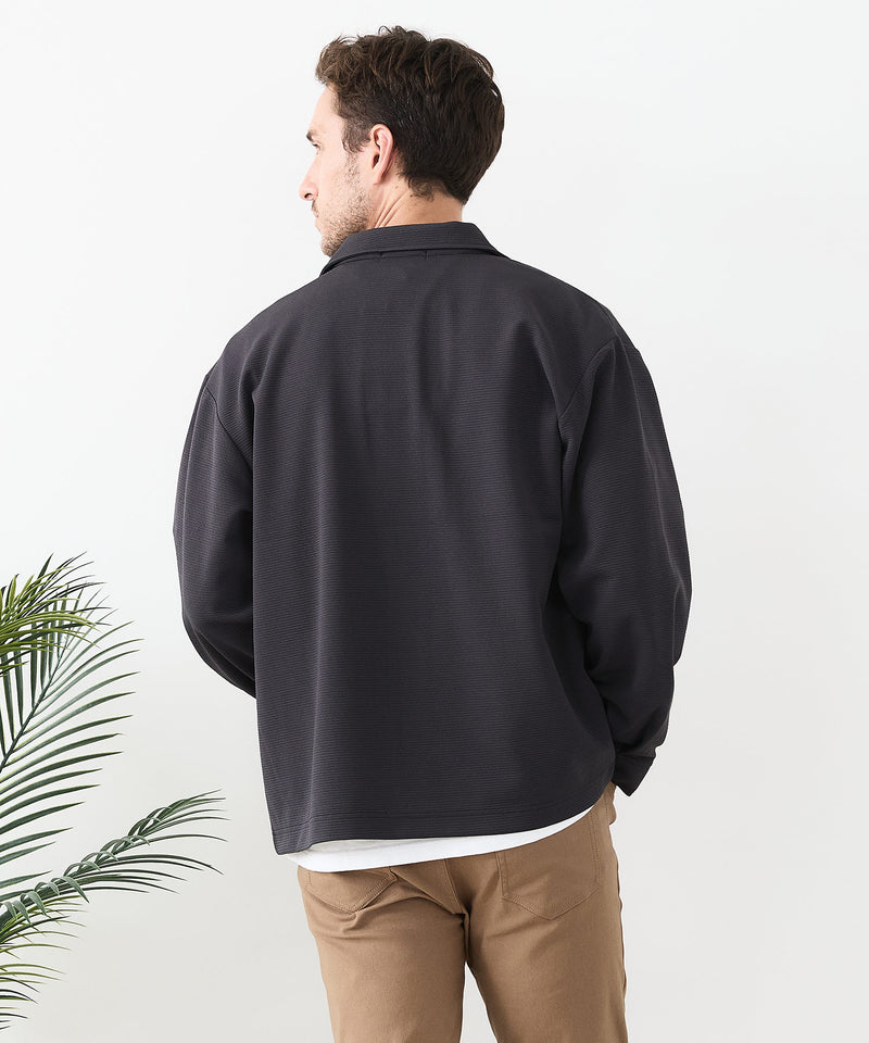【BLUE STANDARD/ブルースタンダード】ドライリップルオーバーシャツ 吸水速乾 UVカット ストレッチ イージーケア さらさら快適