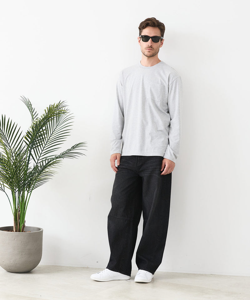 【汗染みの目立ちにくいTシャツ ZEROSTAIN/ゼロステイン】クルーネック 胸ポケットロンT 防汚 ＵＶカット