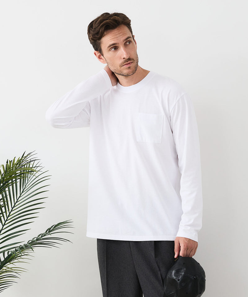 【汗染みの目立ちにくいTシャツ ZEROSTAIN/ゼロステイン】クルーネック 胸ポケットロンT 防汚 ＵＶカット