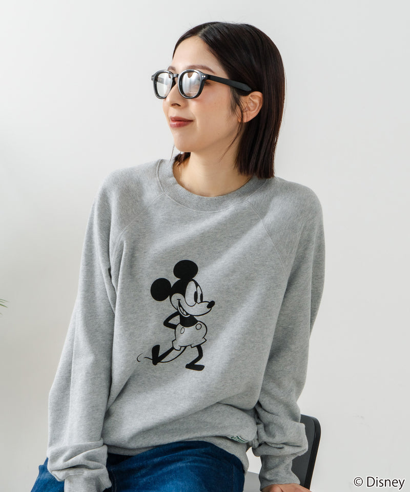 【DISCUS×DISNEY】「ミッキーマウス」キャラクタープリントスウェットトレーナー メンズ レディース ユニセックス