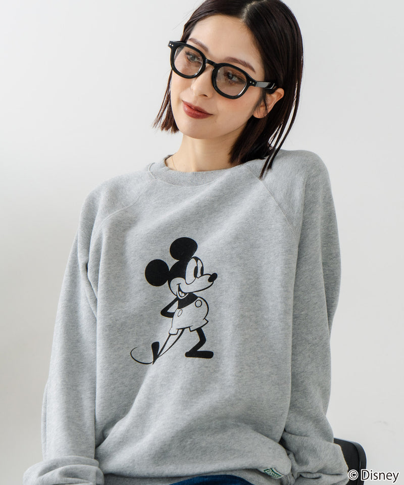 【DISCUS×DISNEY】「ミッキーマウス」キャラクタープリントスウェットトレーナー メンズ レディース ユニセックス
