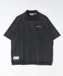 【BEN DAVIS/ベンデイビス】 パウダーブリーチ加工 ハーフジップポロシャツ ブラック ❘ジーンズメイト公式オンラインショップ