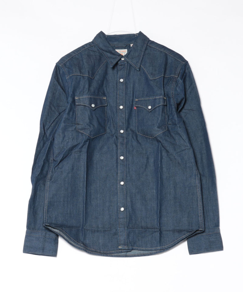 ズーズーダウ デッドストックデニム ダブルボタンシャツ インディゴ　新品 LEVI'S/リーバイス】【王道ウエスタン】デニム ウエスタンシャツ