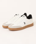 【U.S. POLO ASSN./ユーエスポロアッスン】ジャーマンスニーカー ブランドロゴ ローカット PUレザー シンプル きれいめ カジュアル 通勤 通学