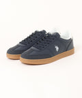 【U.S. POLO ASSN./ユーエスポロアッスン】ジャーマンスニーカー ブランドロゴ ローカット PUレザー シンプル きれいめ カジュアル 通勤 通学