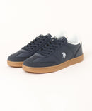 【U.S. POLO ASSN./ユーエスポロアッスン】ジャーマンスニーカー ブランドロゴ ローカット PUレザー シンプル きれいめ カジュアル 通勤 通学