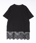 【C-FORT POINT/フォートポイント】【1枚でサマになる上品Tシャツ】裾レースチュニックＴシャツ 綿100% 体型カバー 重ね着風 裾コンシャス 華やか