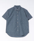 【BLUE STANDARD/ブルースタンダード】【涼しくさらさらな肌ざわりの綿麻シャツ】コットンリネンミックス 半袖ボタンダウンシャツ レギュラーフィット 無地 通気性 清涼感 吸水速乾 紫外線対策
