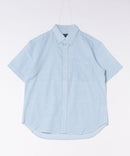 【BLUE STANDARD/ブルースタンダード】【涼しくさらさらな肌ざわりの綿麻シャツ】コットンリネンミックス 半袖ボタンダウンシャツ レギュラーフィット 無地 通気性 清涼感 吸水速乾 紫外線対策
