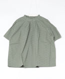 【C-FORTPOINT/フォートポイント】【涼やかな綿素材】総柄刺繍ブラウス コットン100% シャツ プルオーバー 涼しい 体型カバー ナチュラル