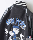 【PEANUTS/ピーナッツ】【ユニセックスデザイン リンクコーデ・カップルコーデにも◎】MLB×PEANUTS スタジアムジャンパー スタジャン オーバーサイズ フェイクレザー ドジャース ヤンキース パドレス ❘ジーンズメイト公式オンラインショップ