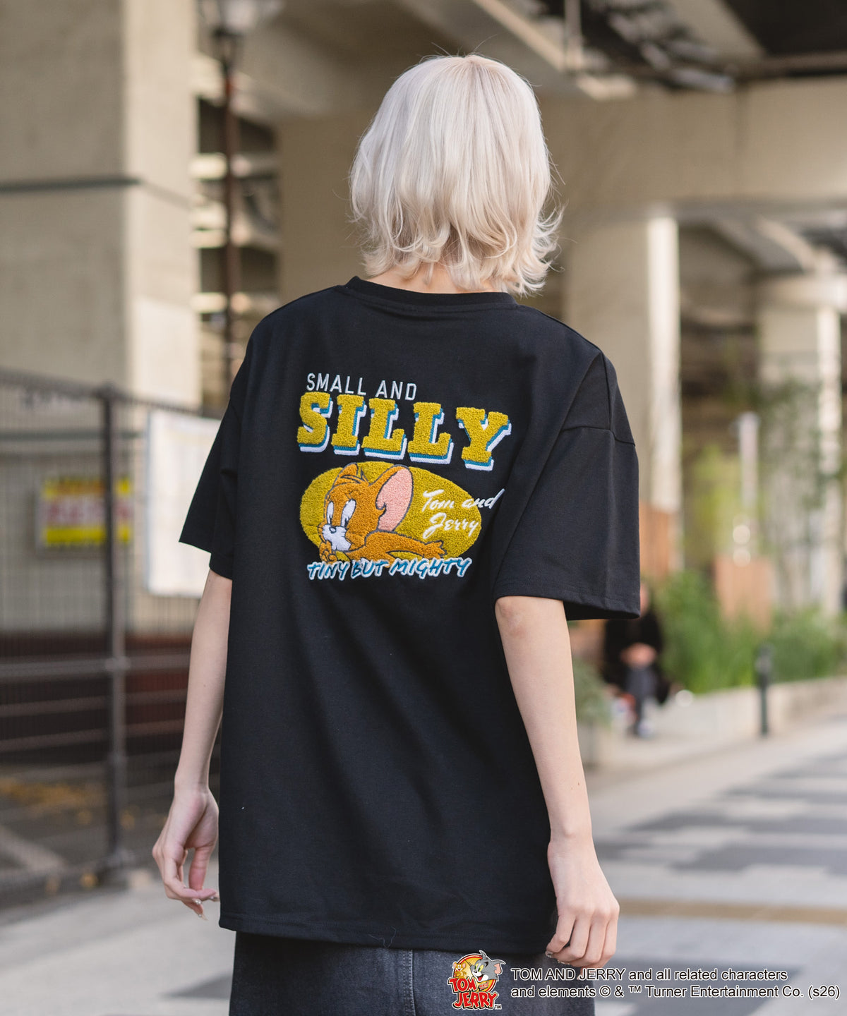 ガンズ　ゲフィン・レコード　UZU SUICIDE 刺繍ロゴ Tシャツ 黒 TOM＆JERRY/トムとジェリー】バックサガラ刺繍 半袖Tシャツ ルーズ